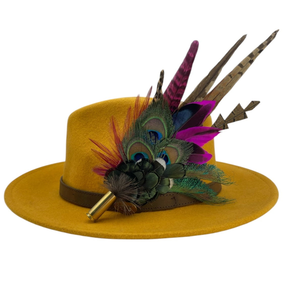Teal, Cerise Pink & Natural Feather Hat Pin (CFP788)
