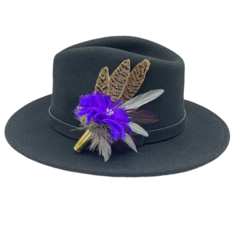 Purple & Natural Feather Hat Pin (CFP642)