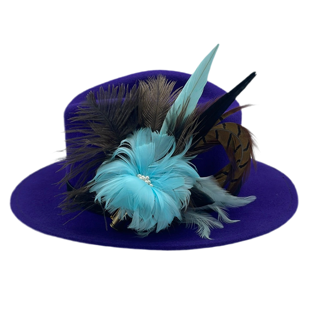 Aqua & Natural Feather Hat Pin (CFP189)