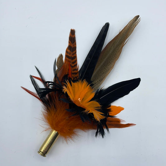 Orange & Black Feather Hat Pin (CFP402)