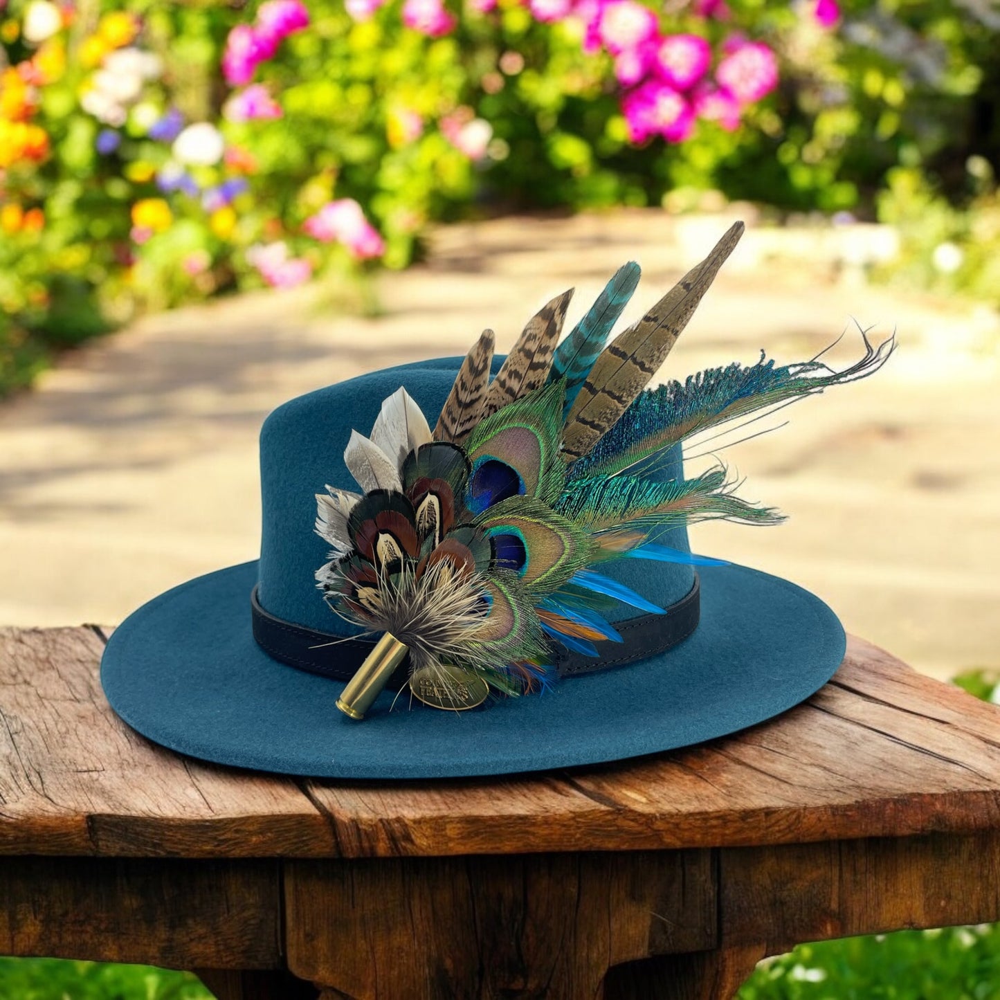 Teal & Natural Feather Hat Pin (CFP784)