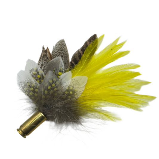 Yellow & Natural Feather Hat Pin (CFP333)