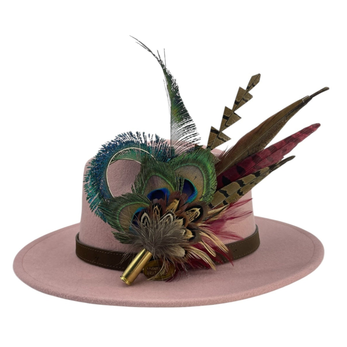 Teal, Deep Red & Natural Feather Hat Pin (CFP786)