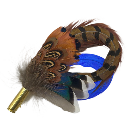 Royal Blue & Natural Feather Hat Pin (CFP276)