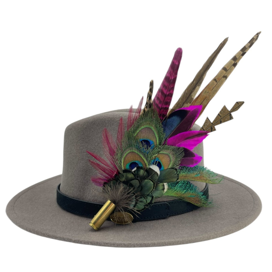 Teal, Cerise Pink & Natural Feather Hat Pin (CFP788)
