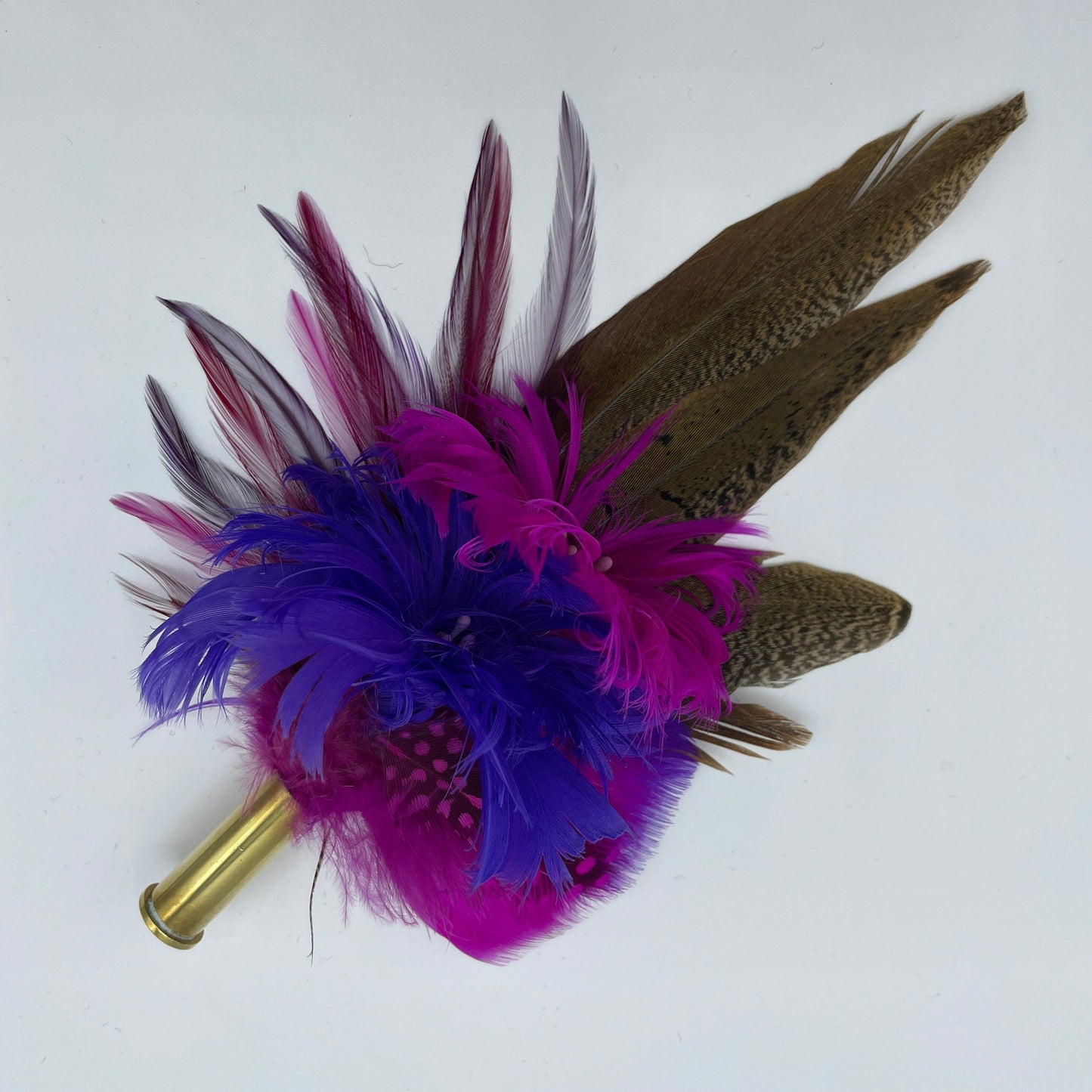 Fuchsia, Purple & Natural Feather Hat Pin (CFP546)