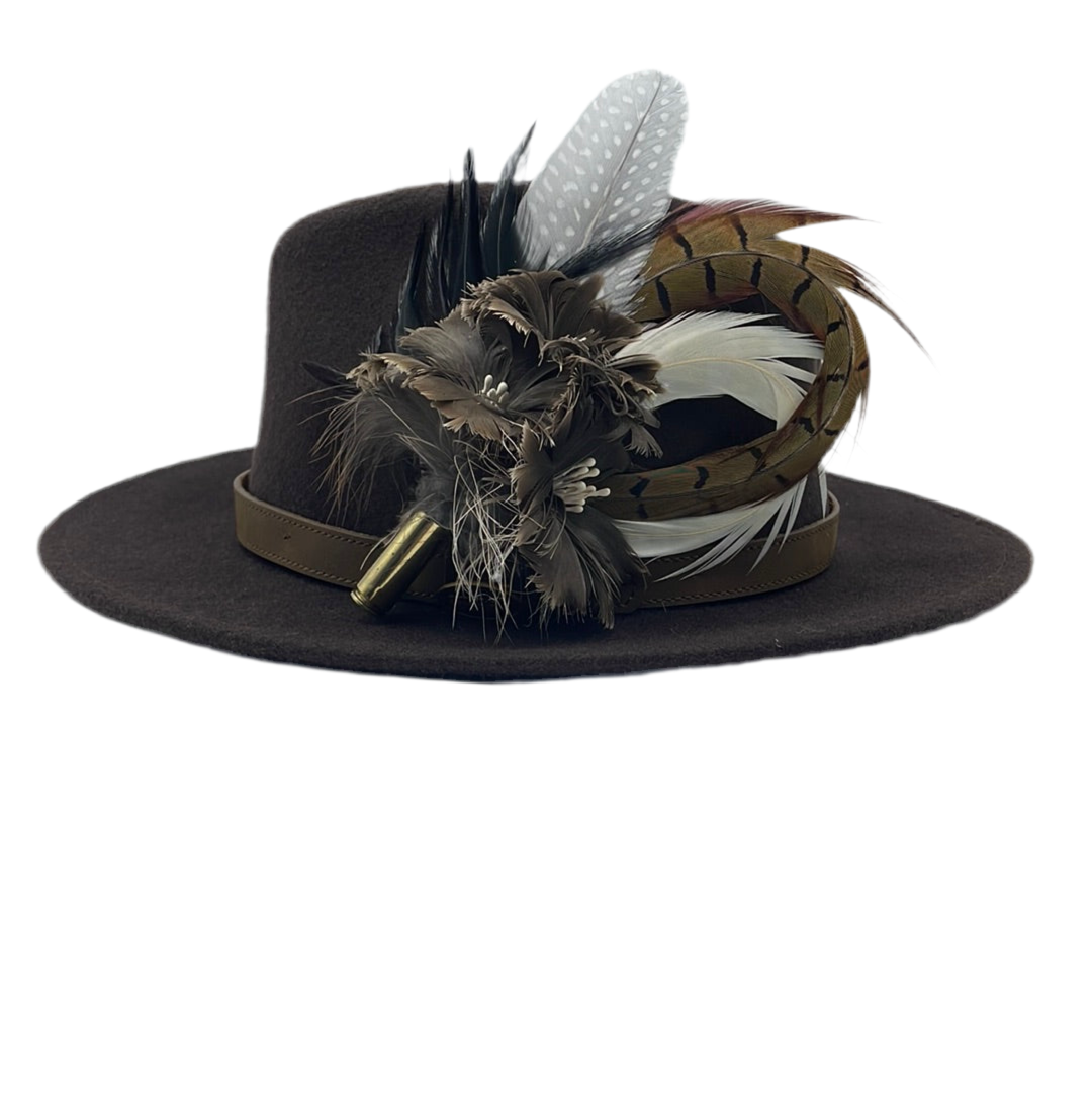 Black, White & Brown Feather Hat Pin (CFP404)