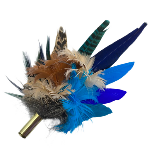 Peach, Coffee, Turquoise & Blue Feather Hat Pin (CFP405)