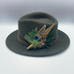 Peacock, Green & Natural Feather Hat Pin (CFP463)