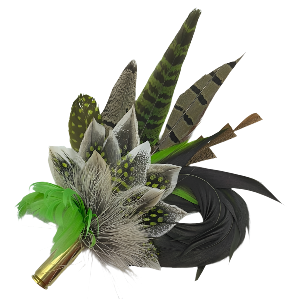 Lime Green & Natural Feather Pin (CFP140)