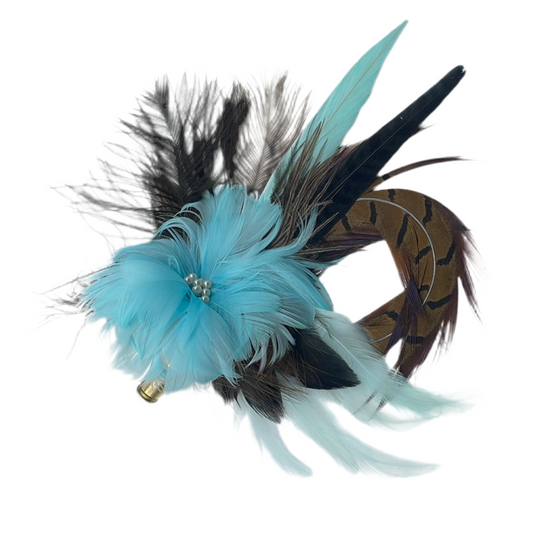 Aqua & Natural Feather Hat Pin (CFP189)