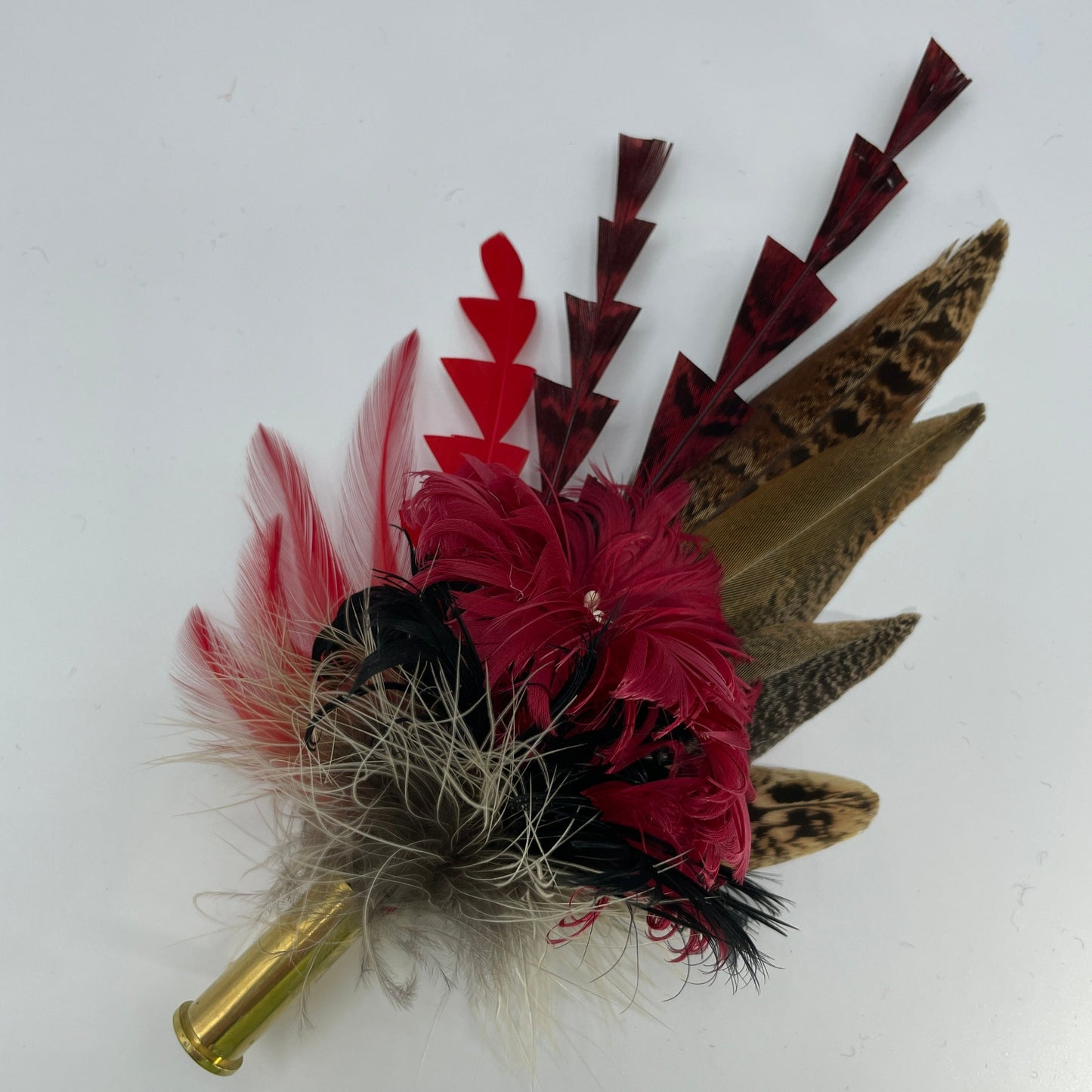 Ruby & Natural Feather Hat Pin (CFP570)
