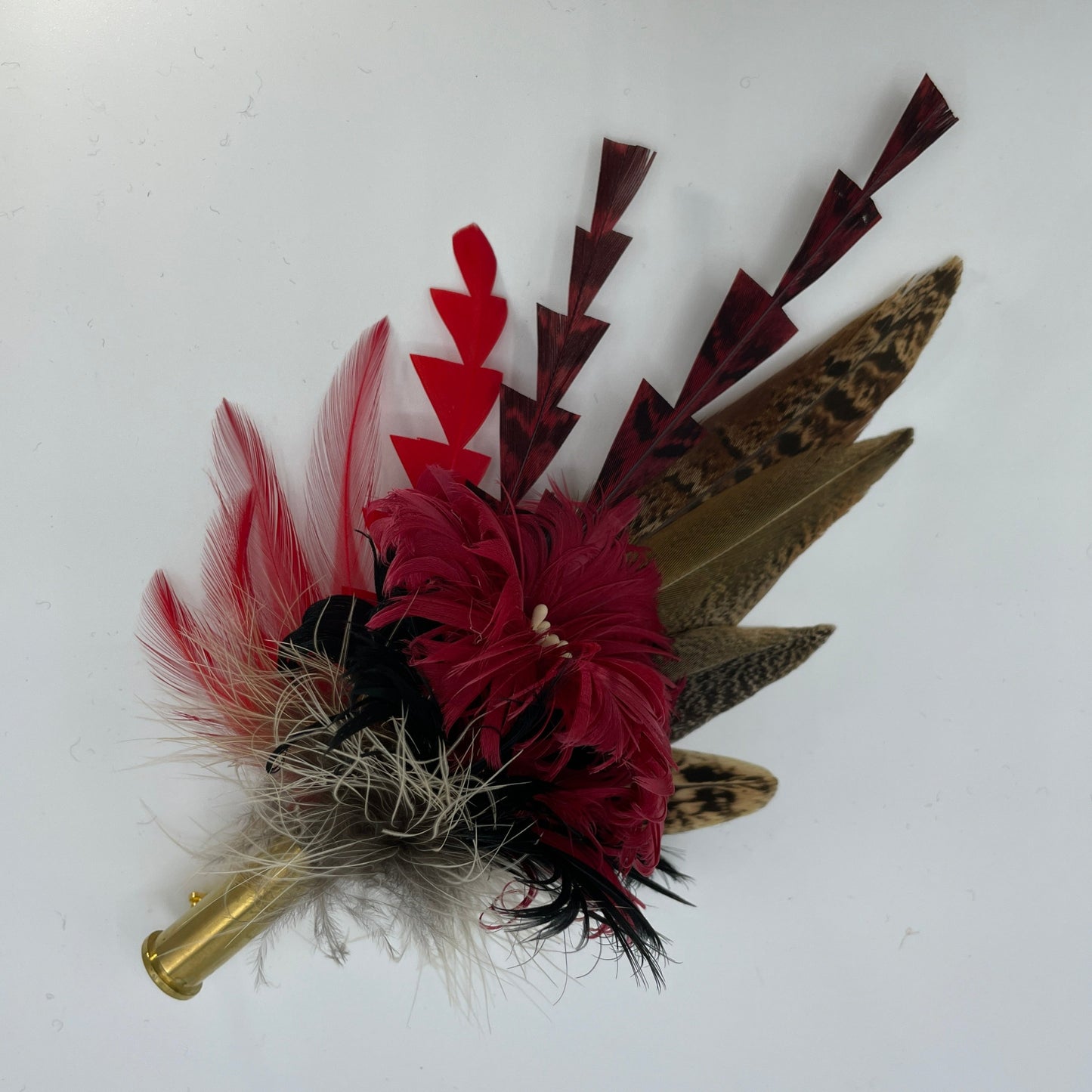 Ruby & Natural Feather Hat Pin (CFP570)
