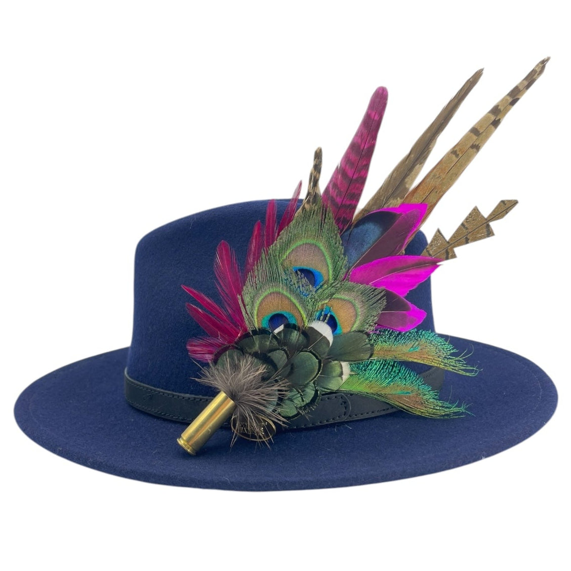 Teal, Cerise Pink & Natural Feather Hat Pin (CFP788)