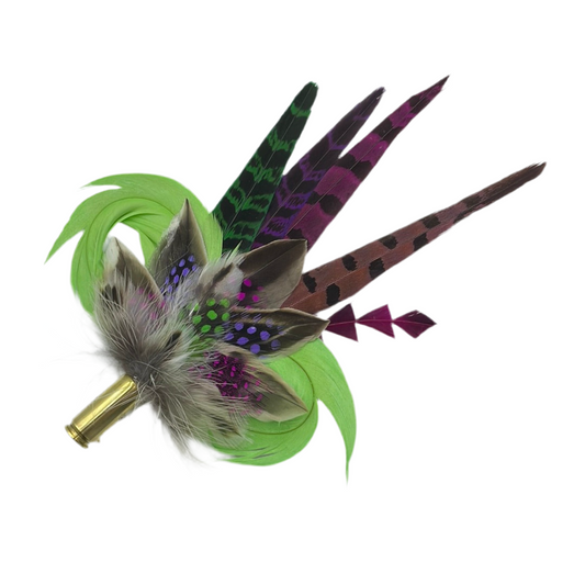 Lime. Purple, Cerise & Natural Feather hat Pin (CFP167)