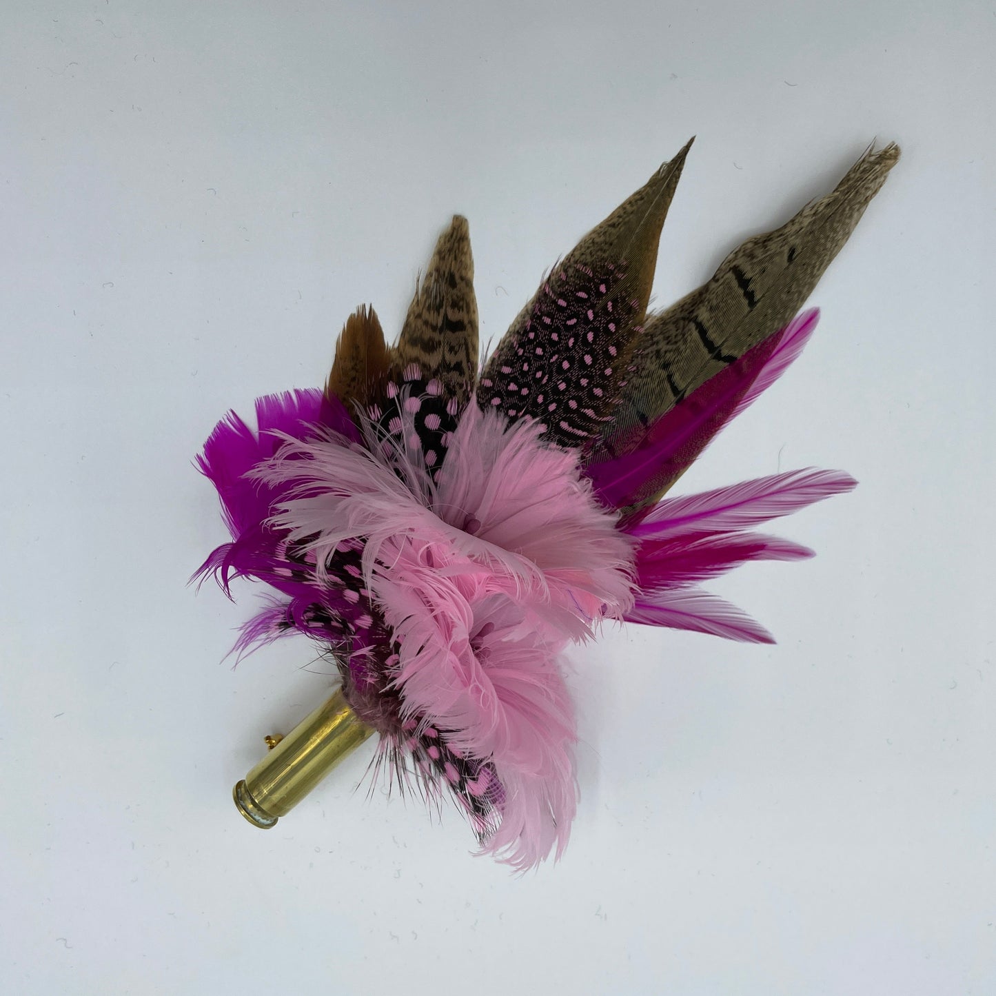 Fuchsia, Pink & Natural Feather Hat Pin (CFP557)