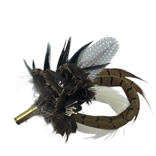 Black, White & Brown Feather Hat Pin (CFP404)