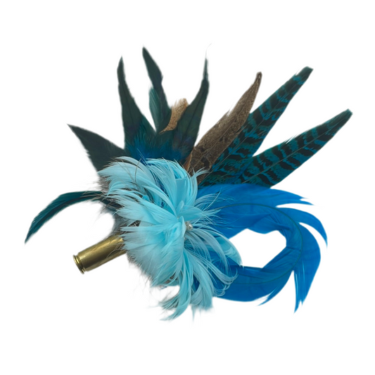 Blue & Natural Feather Hat Pin (CFP317)