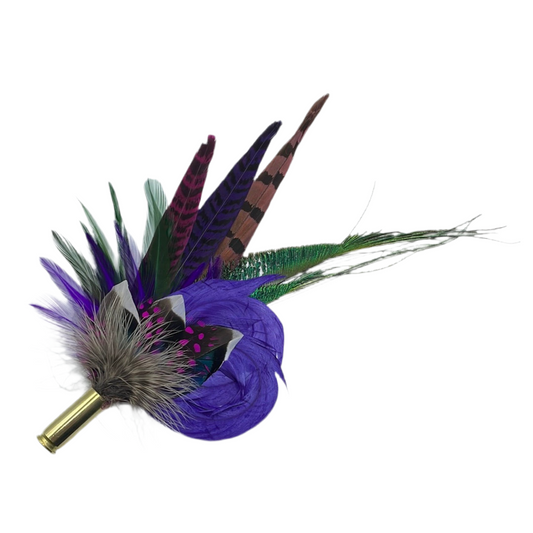 Purple, Cerise & Natural Feather Hat Pin (CFP342) REDUCED EX-DISPLAY