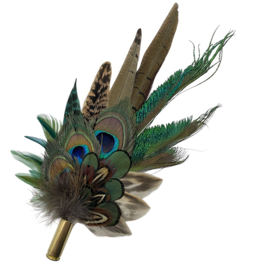 Teal & Natural Feather Hat Pin (CFP792)