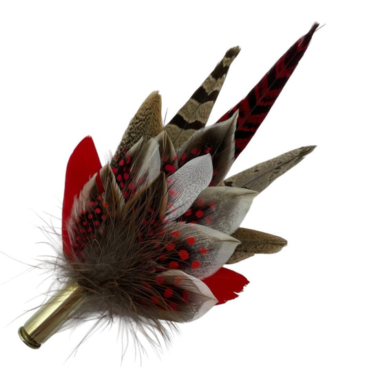 Red & Natural Feather Hat Pin (CFP780)