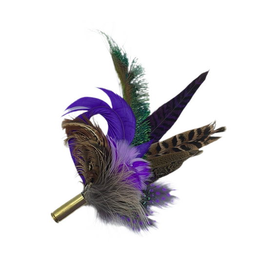 Purple, Lilac, Peacock & Natural Feather Hat Pin (CFP413)