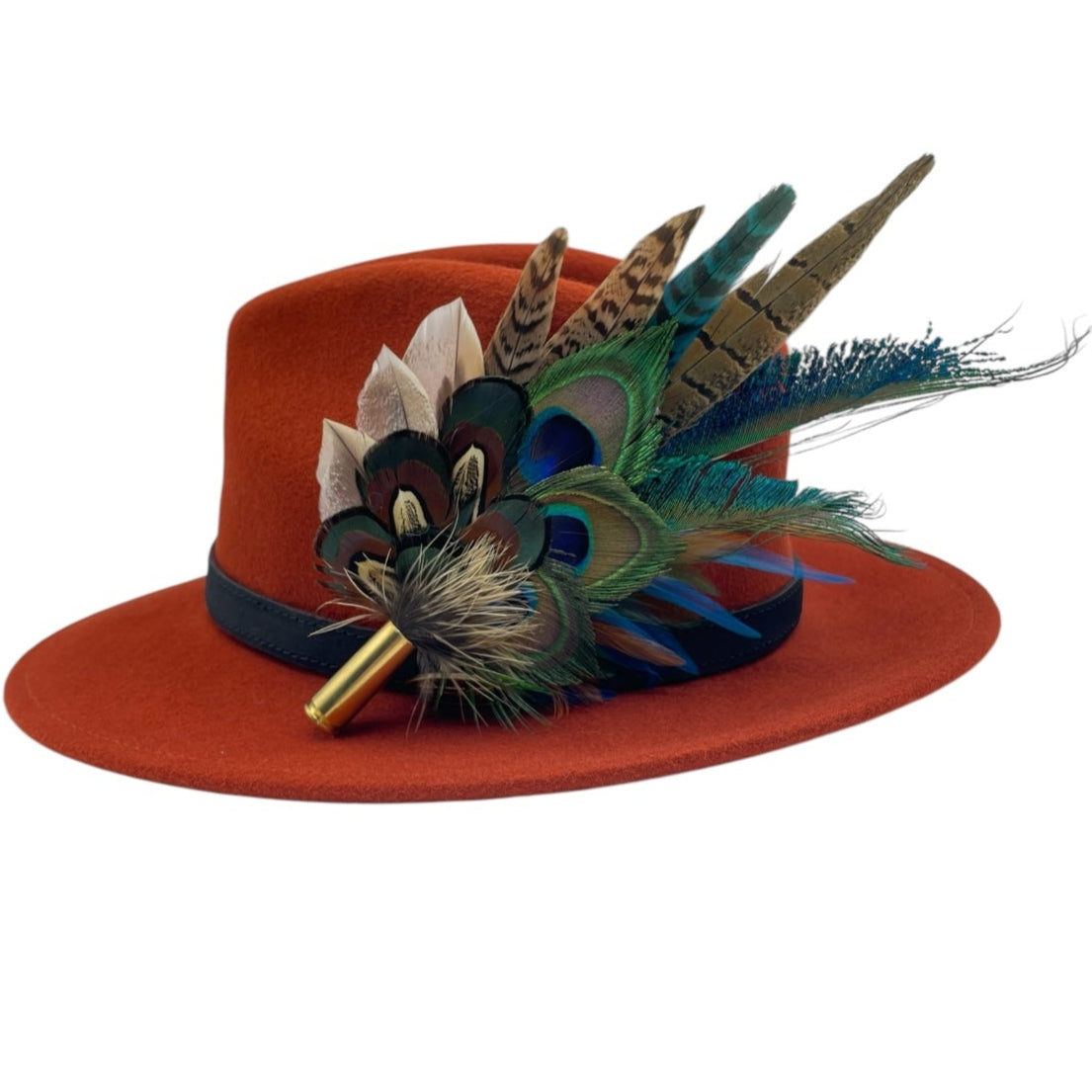 Teal & Natural Feather Hat Pin (CFP784)