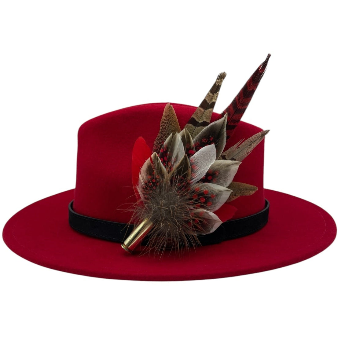 Red & Natural Feather Hat Pin (CFP780)