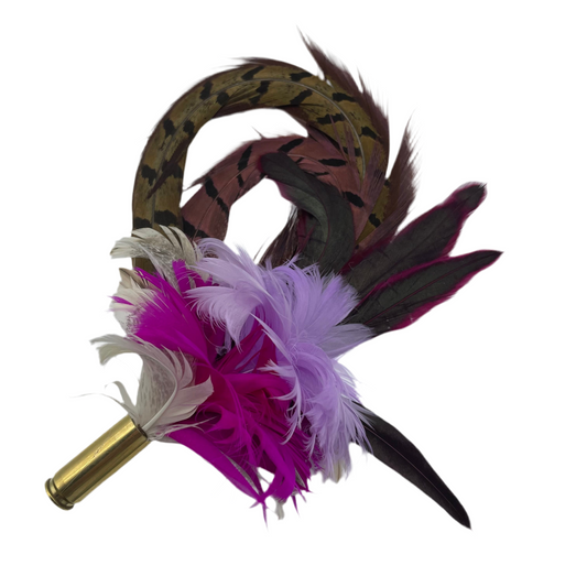 Cerise, Lilac, Wine & Natural Feather Hat Pin (CFP241)
