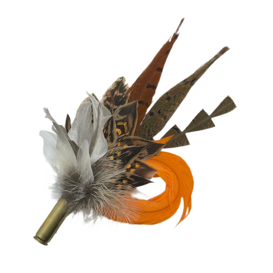 Orange & Natural Feather Hat Pin (CFP323)