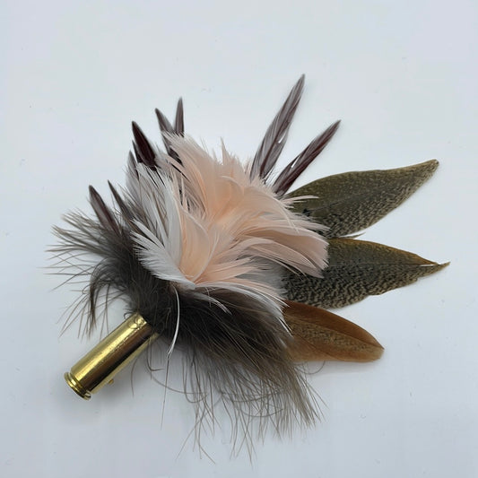 Peach, Brown & Natural Feather Hat Pin (CFP408)