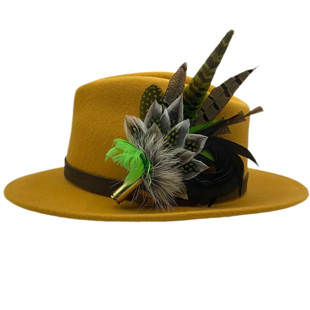 Lime Green & Natural Feather Pin (CFP140)