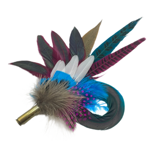 Plum, Blue, Pink & Natural Feather Hat Pin (CFP329)