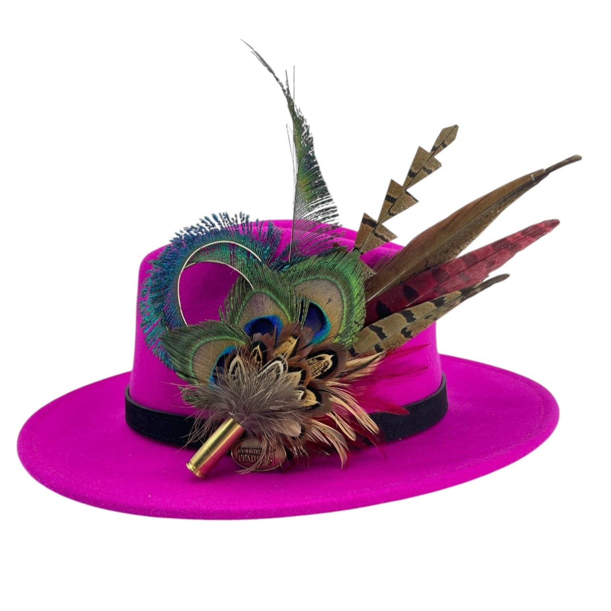 Teal, Deep Red & Natural Feather Hat Pin (CFP786)