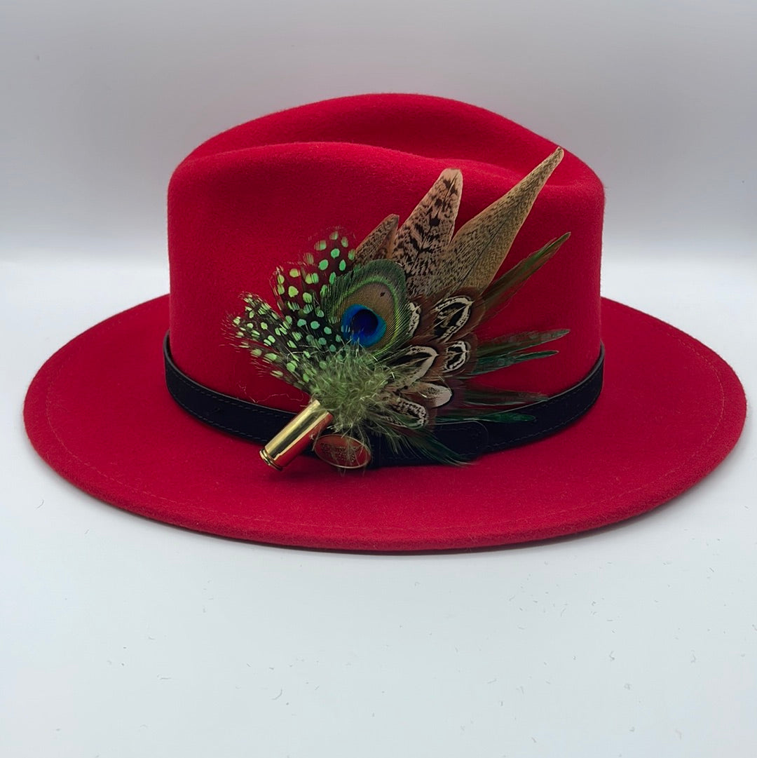 Peacock, Green & Natural Feather Hat Pin (CFP463)