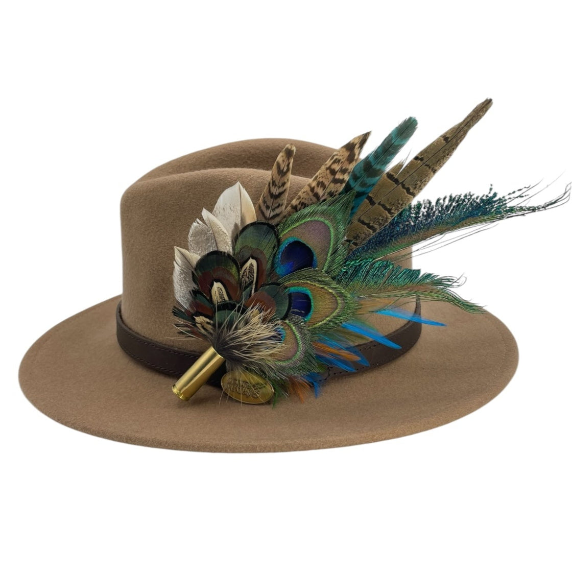 Teal & Natural Feather Hat Pin (CFP784)