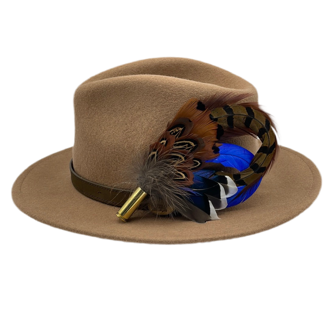 Royal Blue & Natural Feather Hat Pin (CFP276)