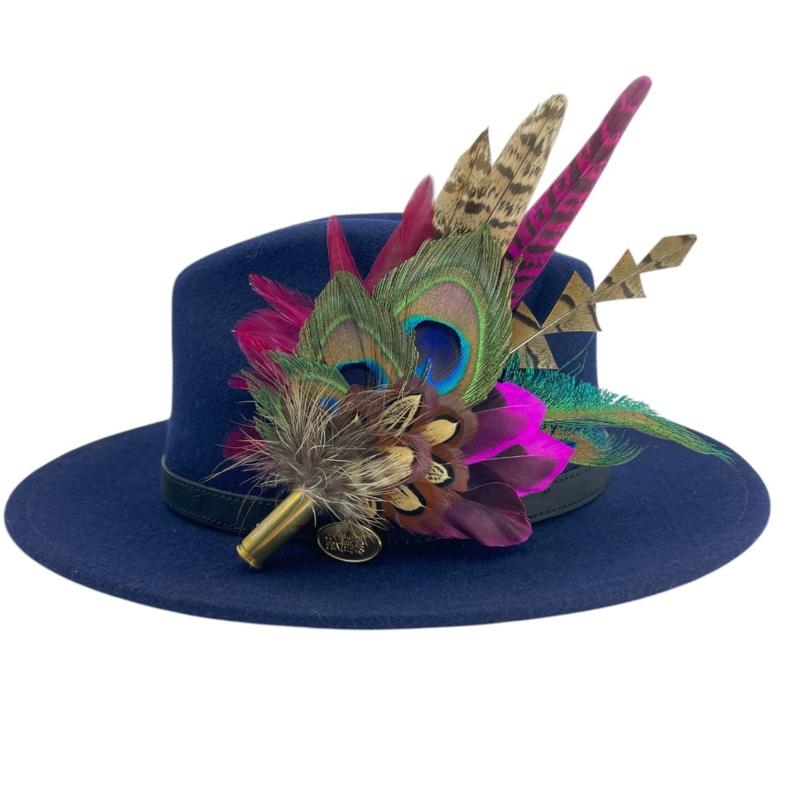 Teal, Cerise Pink, Wine & Natural Feather Hat Pin (CFP787)