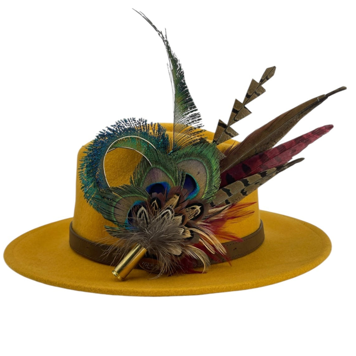 Teal, Deep Red & Natural Feather Hat Pin (CFP786)