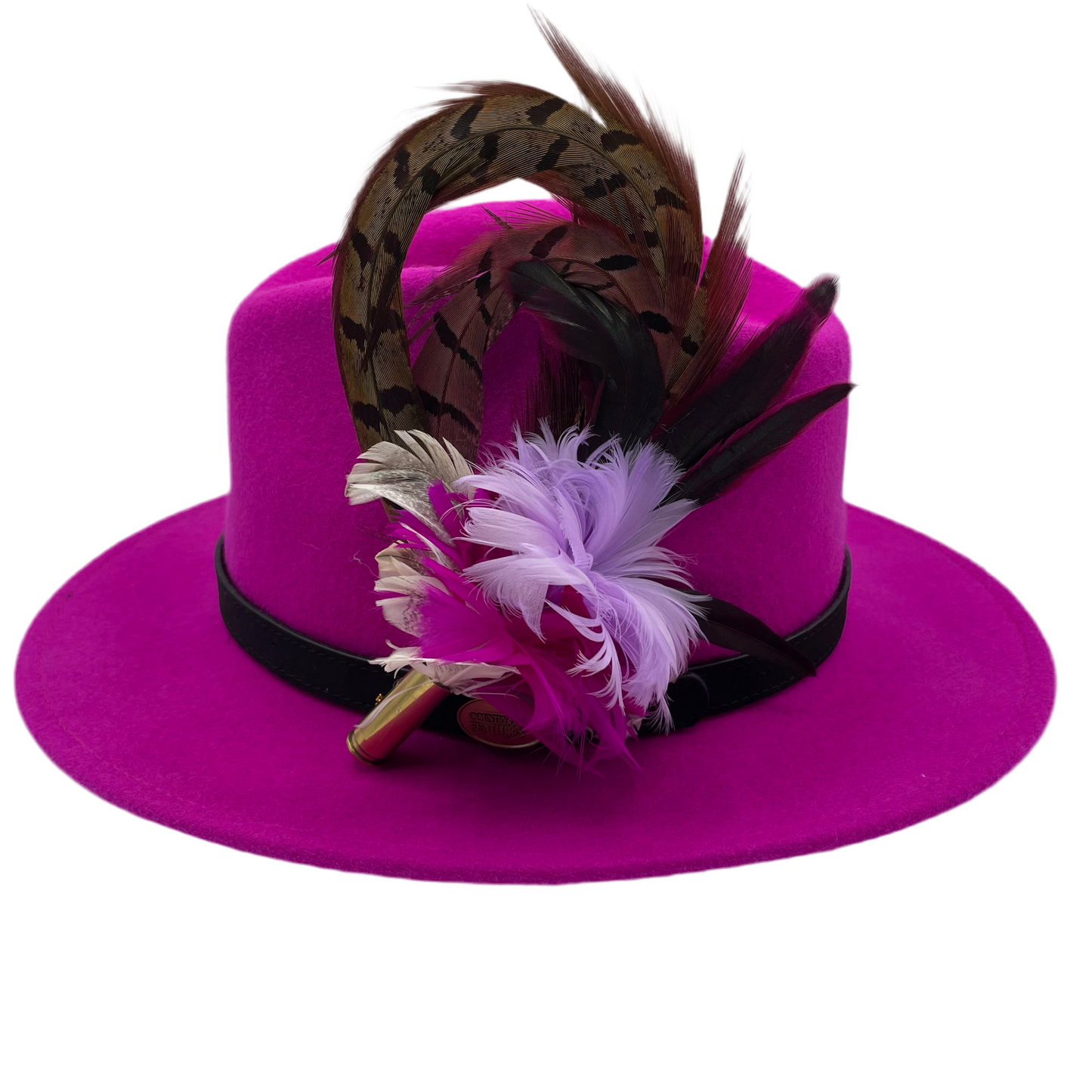 Cerise, Lilac, Wine & Natural Feather Hat Pin (CFP241)