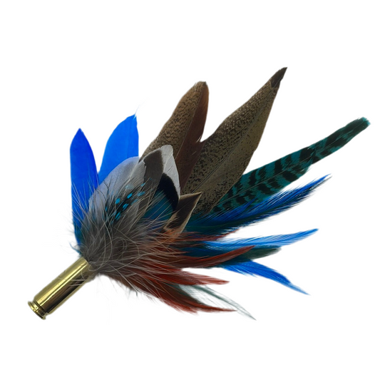 Blue, Rust & Natural Feather Hat Pin (CFP411)