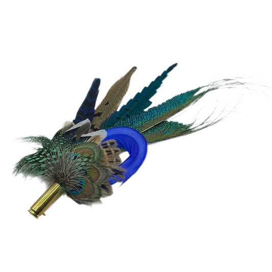 Peacock, Blue & Natural Feather Hat Pin (CFP346)