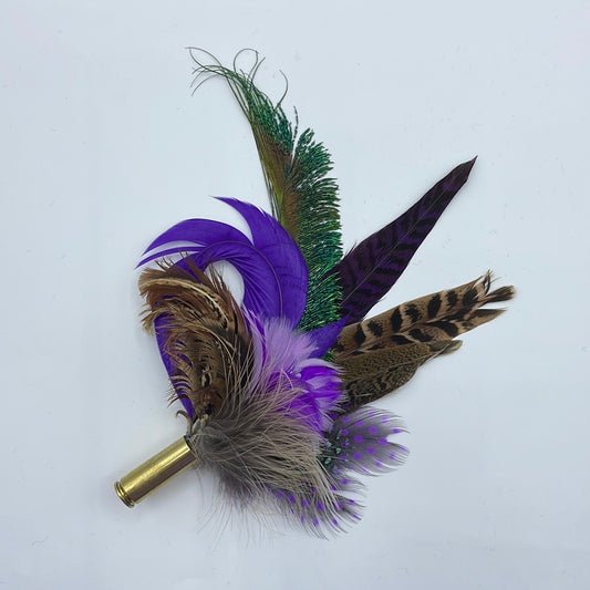 Purple, Lilac, Peacock & Natural Feather Hat Pin (CFP413)