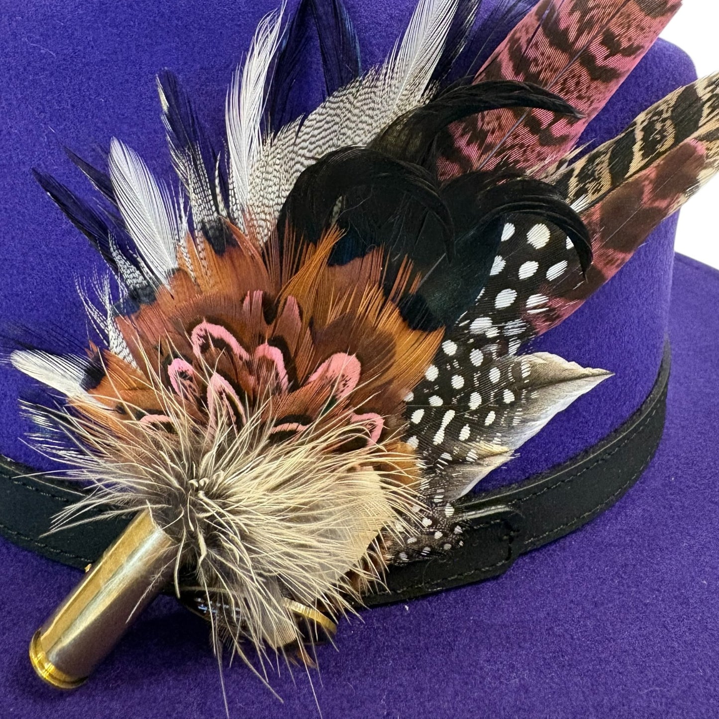 Light Pink, Black, White and Natural Feather Hat Pin CFP843