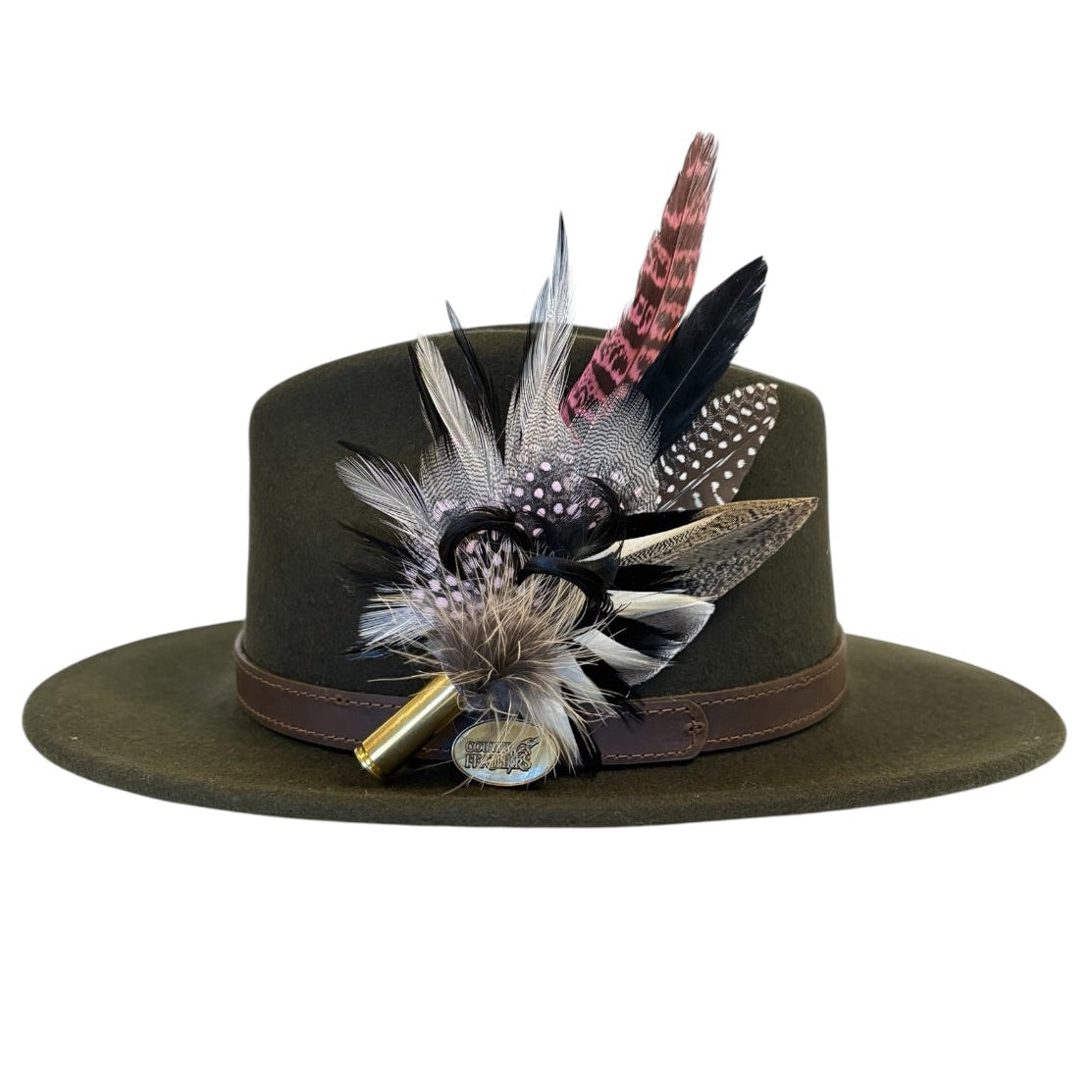 Light Pink, Black, White and Natural Feather Hat Pin CFP844