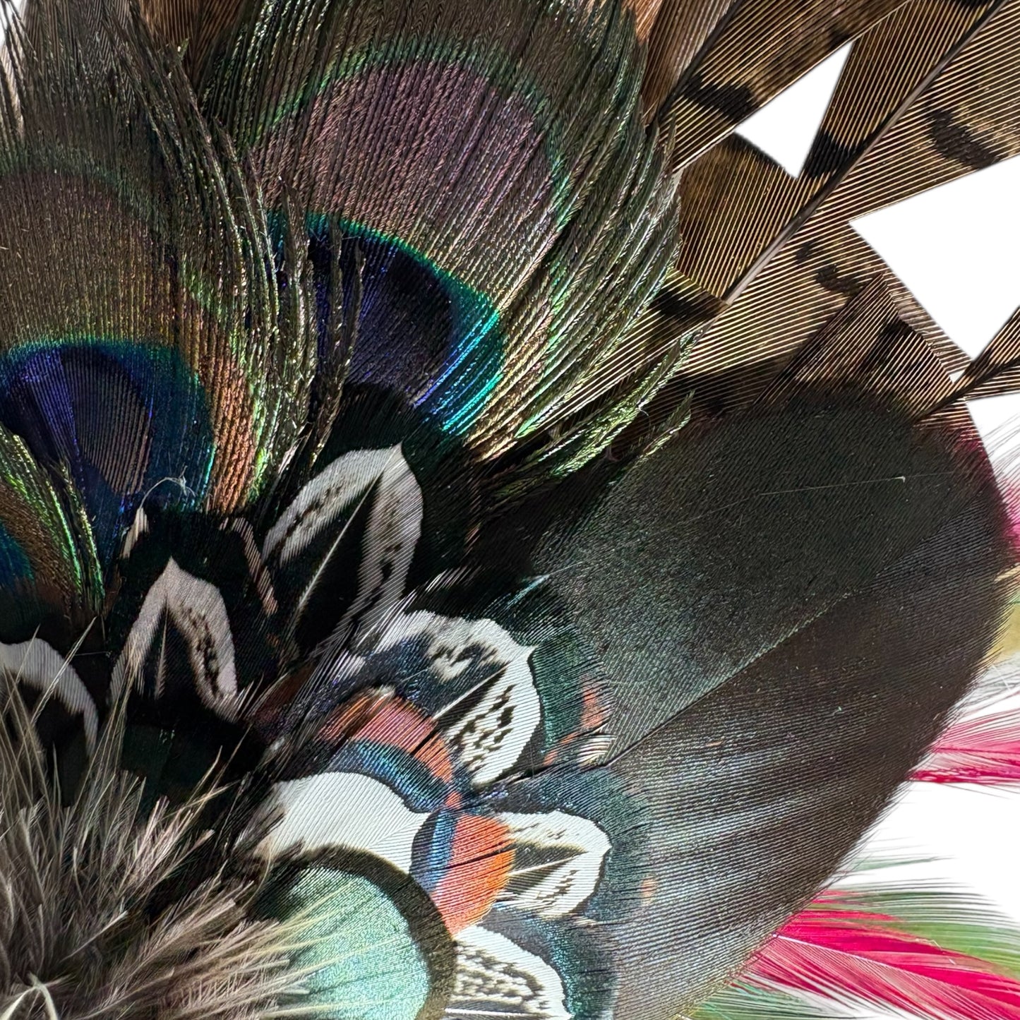 Green, Wine and Natural Feather Hat Pin CFP847