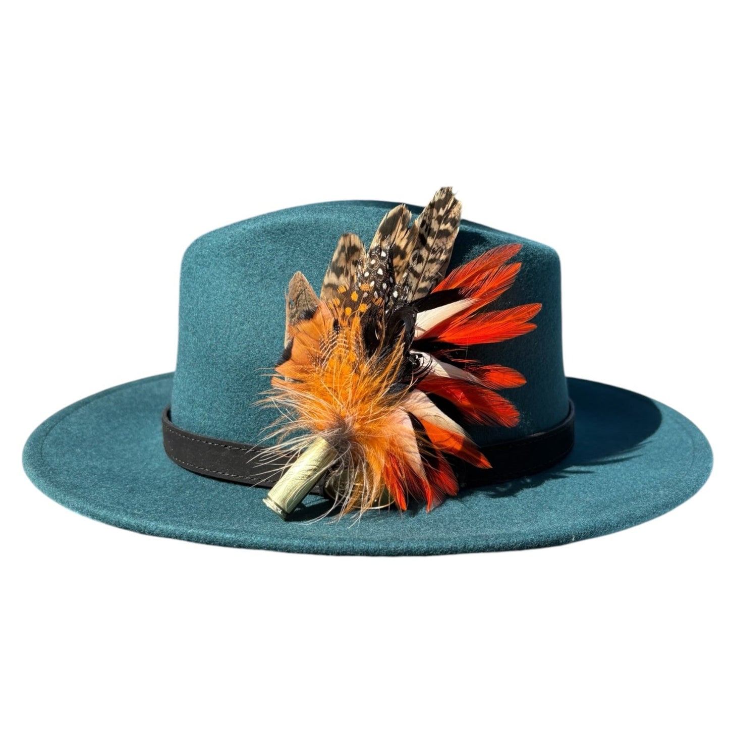 Teal, Duck, Rooster, Guinea Fowl & pheasant Feather Hat Pin CFP882