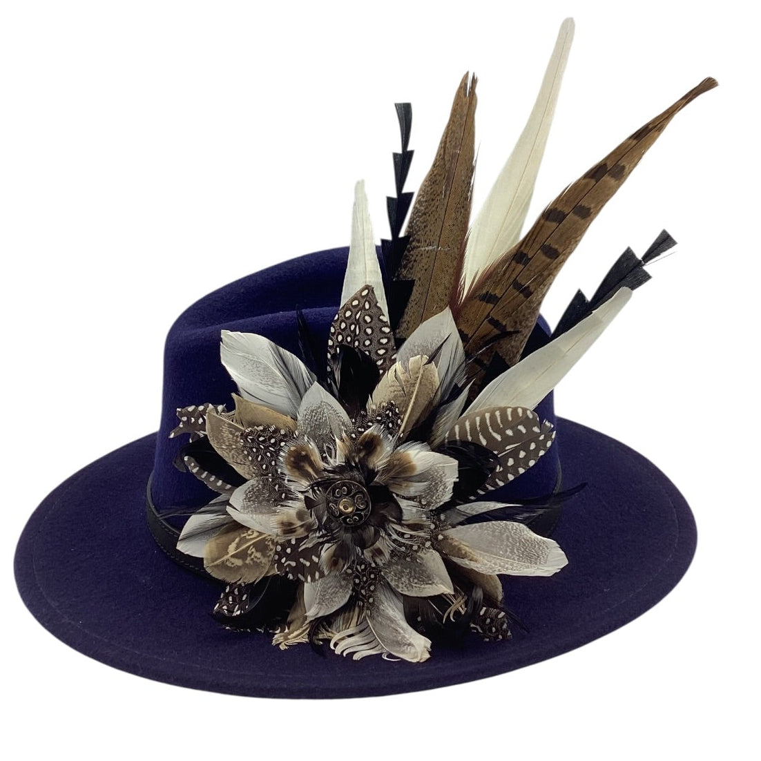 Black, White 7 Natural Feather Hat Pin (CFP821)