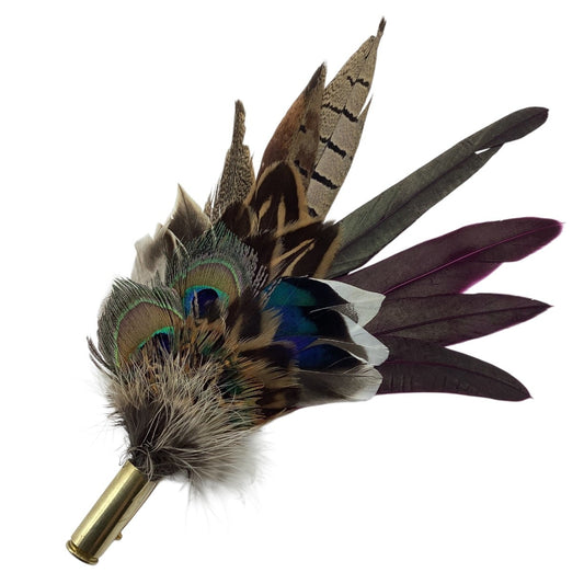 Wine and Natural Feather Hat Pin (CFP825)