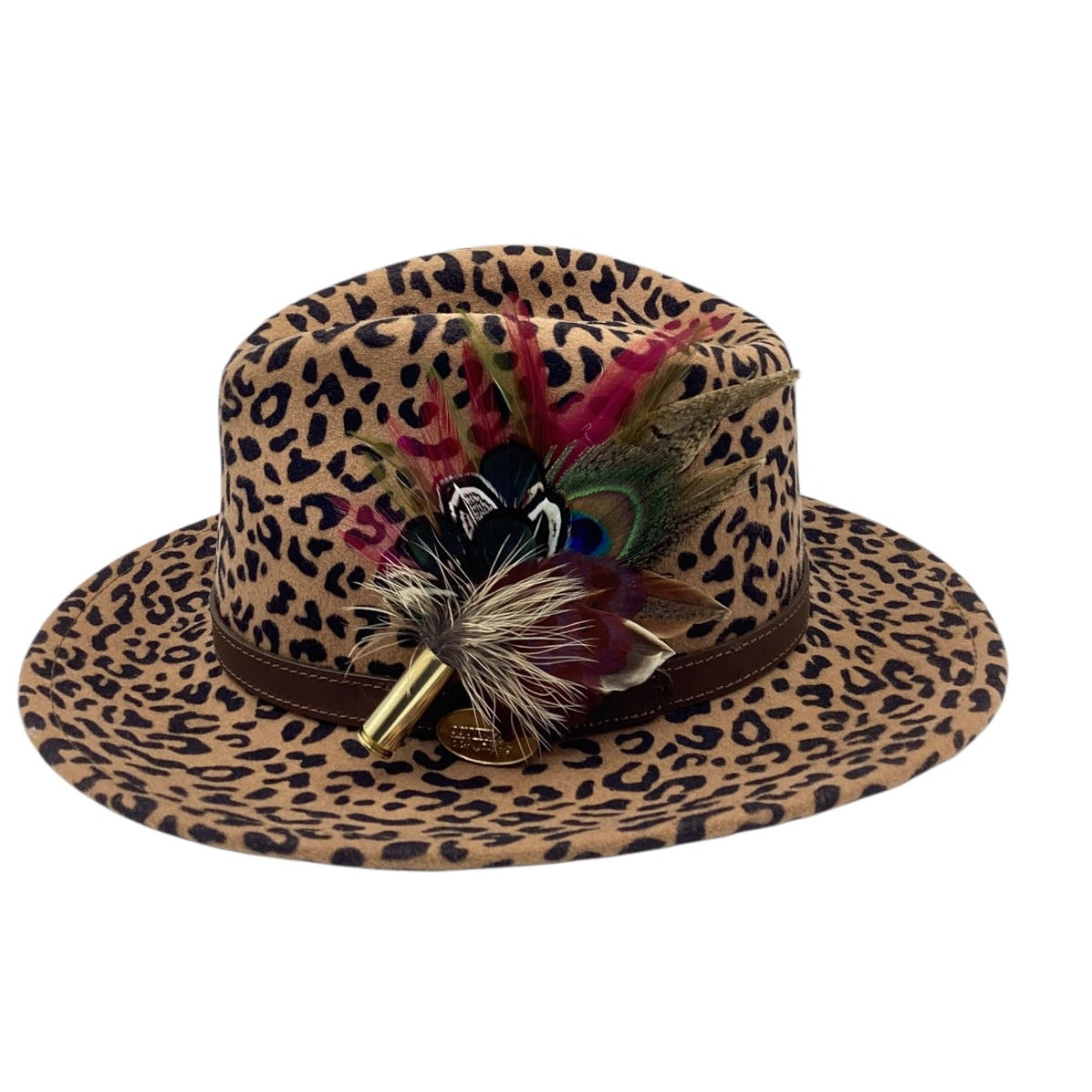 Wine, Green and Natural Feather Hat Pin (CFP829)